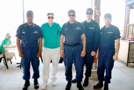 Crew from CG Station Ft. Pierce stopped in for lunch and took time to congratulate Mr. Whalen