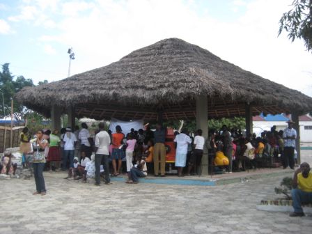 Haitians in line