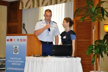 Auxiliary Russian Interpreter, Alexei Duhovic (left) interpreted during the Russian Border Patrol presentation